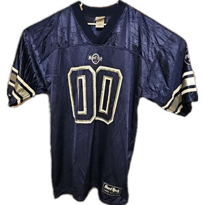 Vintage Hard Rock Cafe Orlando Florida Navy Football Jersey Size Large USA Made